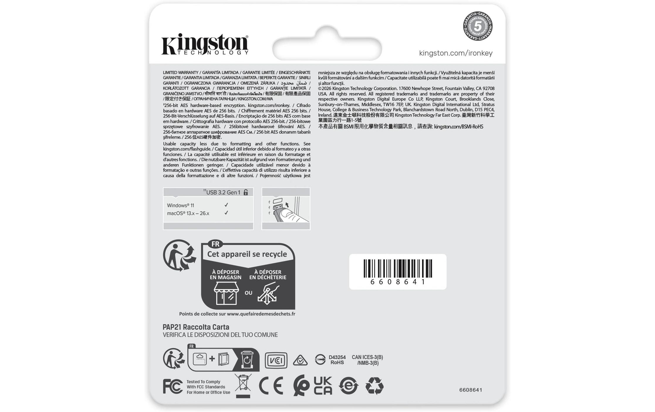 2092099_4 - Mediatech Kingston IronKey Locker+ 50 G2 128GB USB3.2 (Typ-A), AES-256 Encrypted, FIPS 197