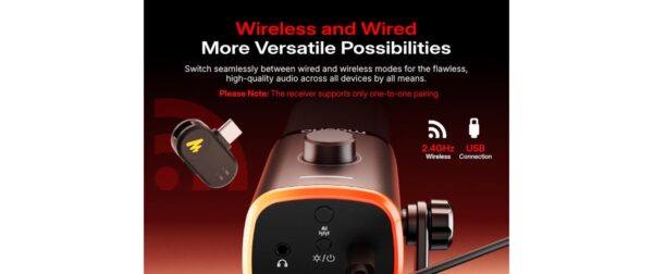 2094177_1 - Mediatech Maono Mikrofon PD100WS Schwarz USB, XLR, Wireless, inkl. Boom Arm
