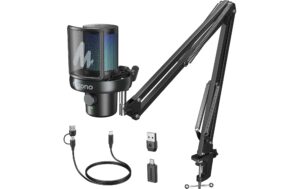Maono Mikrofon DM40 Pro Schwarz USB, Wireless, inkl Arm, RGB, Plug & Play
