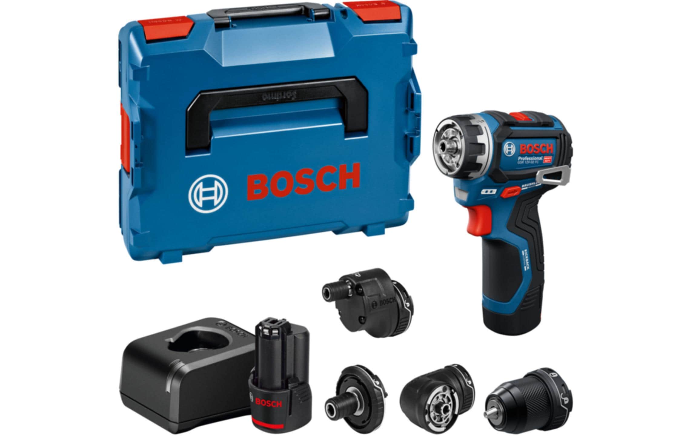 Bosch Professional Schrauber GSR 12V-32 FC 2x GBA 12V 2Ah, Aufsätze, L-BOXX kaufen | Mediatech.ch