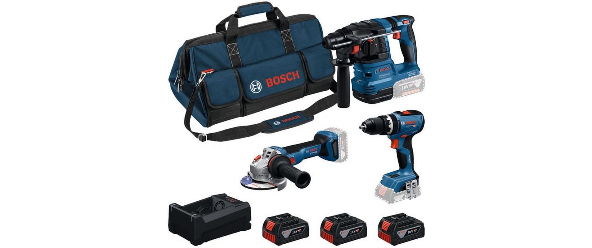 Bosch Professional 18V Set GSB + GWS + GBH + 3x GBA 5Ah GAL 12V/18V-80 kaufen | Mediatech.ch