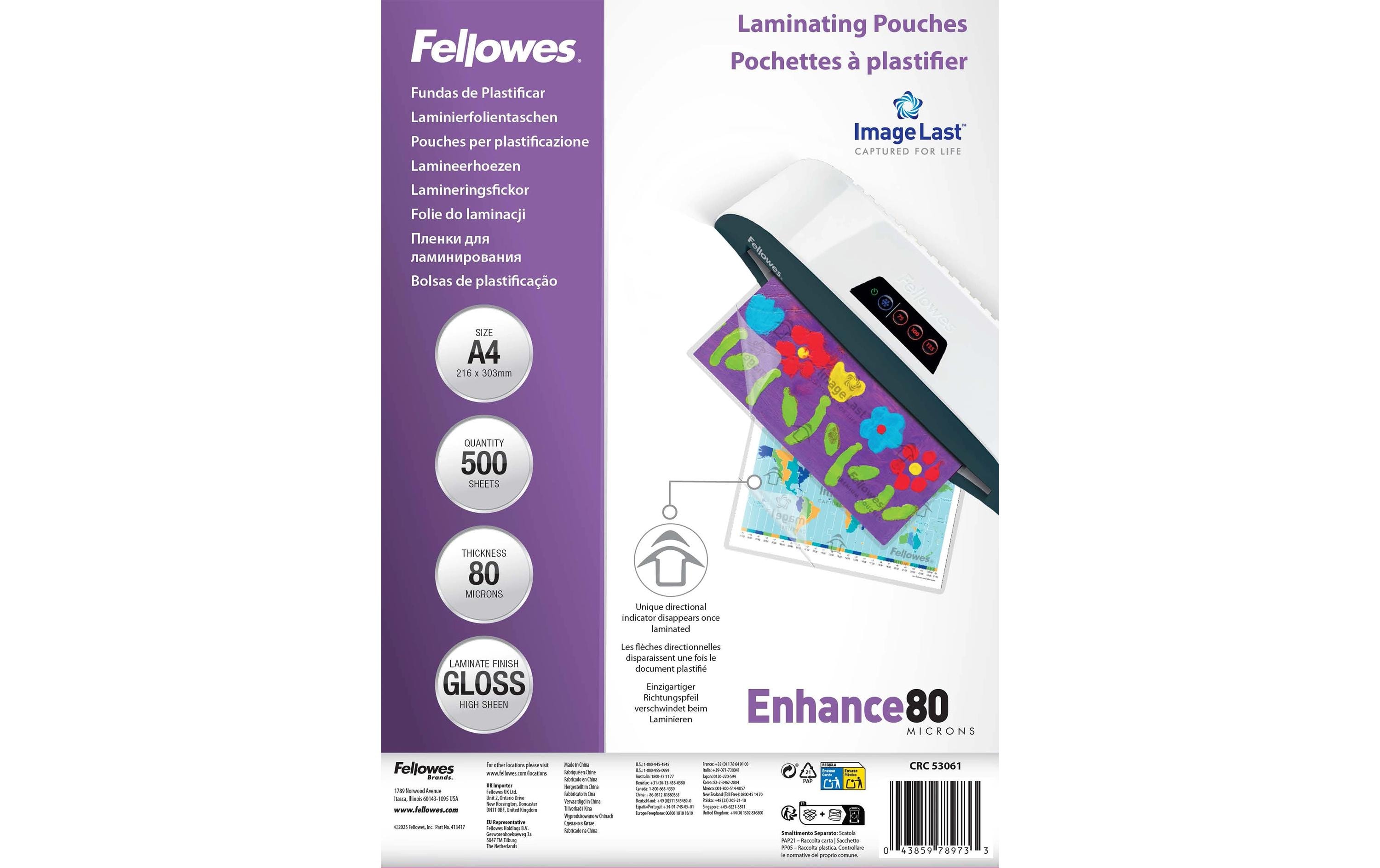 Fellowes ImageLast Laminierfolien Grosspack 500 Stück, A4, 80 Mikron kaufen Schweiz | Mediatech.ch