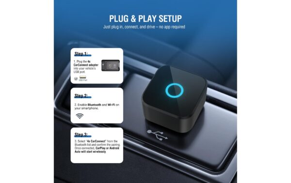 4smarts Auto Adapter, Schwarz Wireless CarPlay / Android Auto
