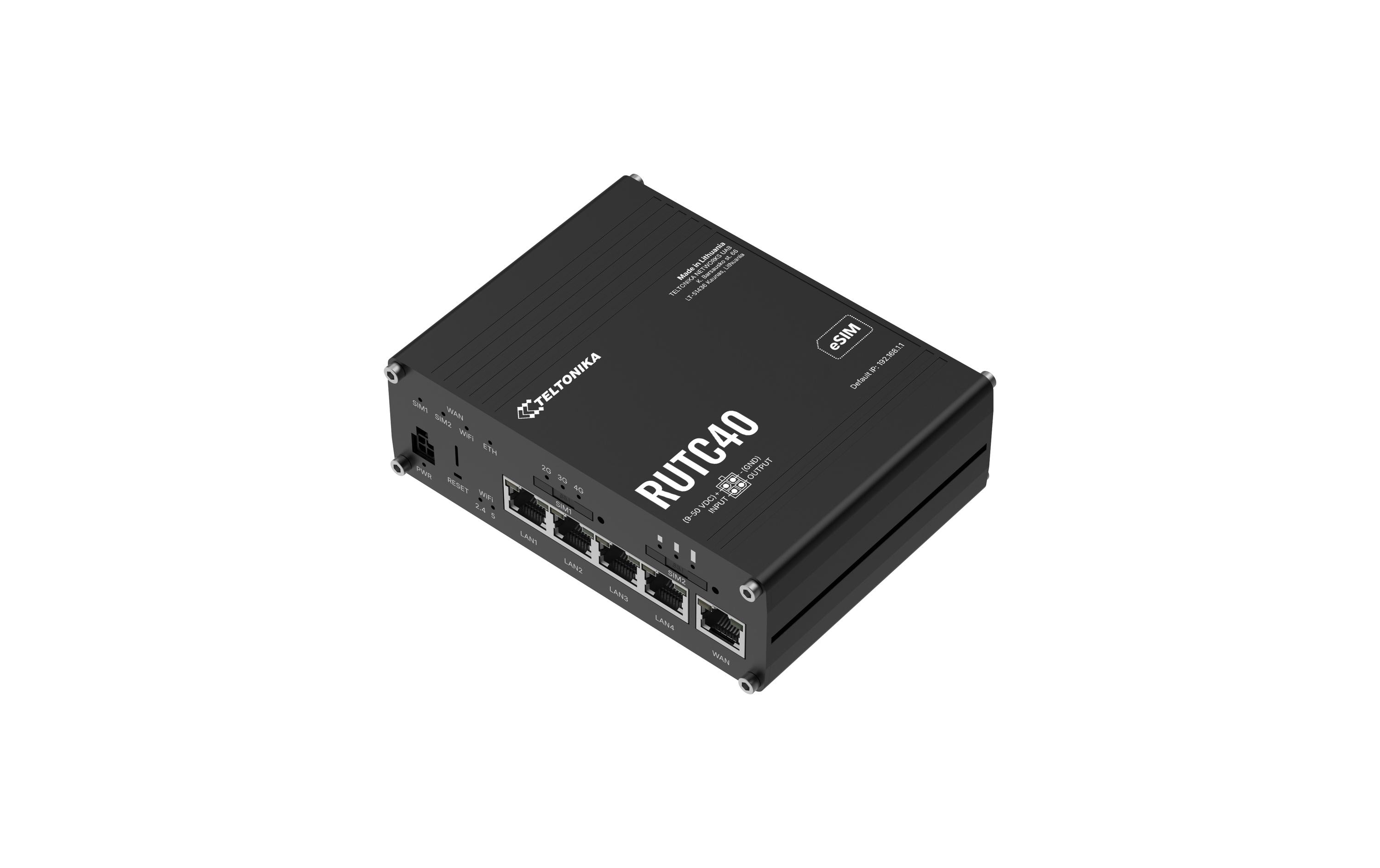 2106095_1 - Mediatech Teltonika RUTC40 LTE Industrierouter WiFi-6 Cat.4 LTE, Global, 5x GE LAN, 2xSIM, 1xeSIM