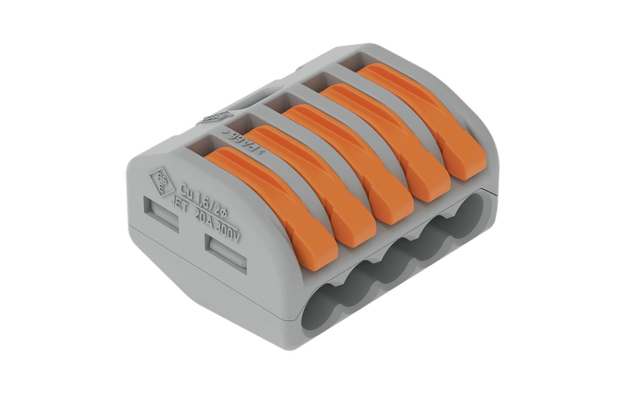 Wago Verbindungsklemme 5-fach 5 Stück 5L 0.08…4mm² 32A 400V grau kaufen Schweiz | Mediatech.ch