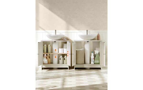 2109715_3 - Mediatech Vasagle Waschbeckenschrank, Weiss rustikal 60x30x61.2 cm, MDF, Spanplatte