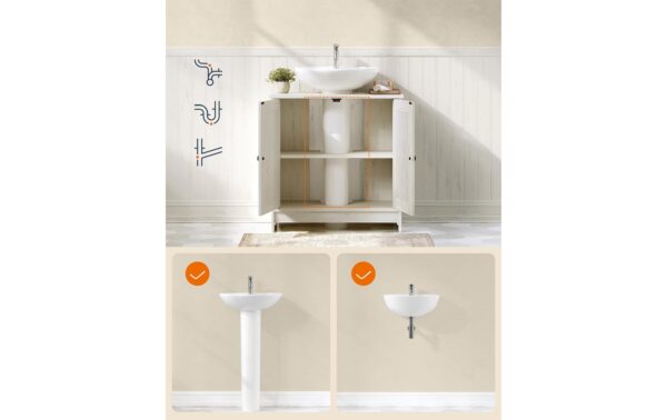 2109715_4 - Mediatech Vasagle Waschbeckenschrank, Weiss rustikal 60x30x61.2 cm, MDF, Spanplatte