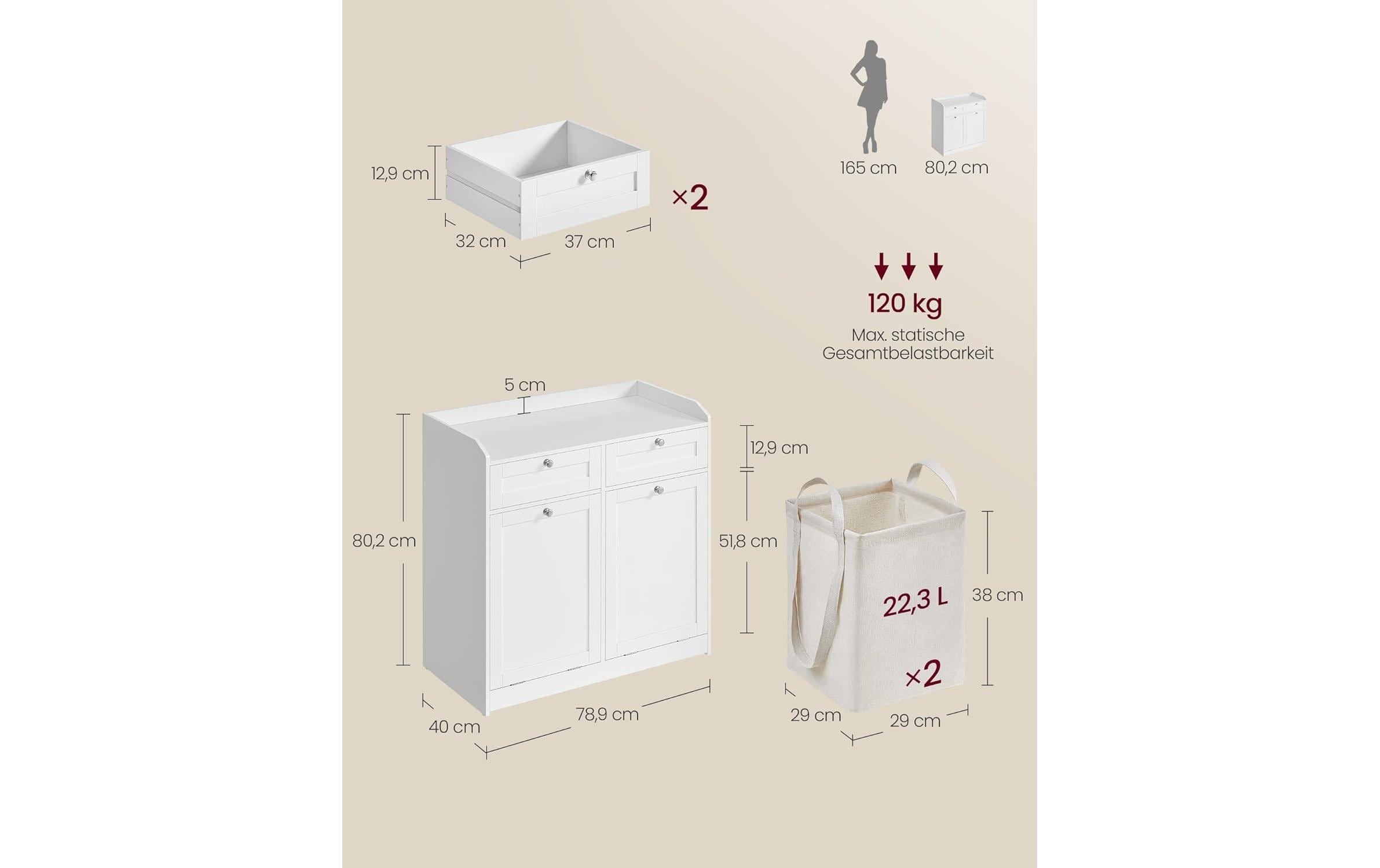 2109716_1 - Mediatech Vasagle Kommode Landhausstil, Weiss 78.9x40x80.2 cm, MDF, Spanplatte