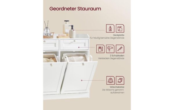 2109716_2 - Mediatech Vasagle Kommode Landhausstil, Weiss 78.9x40x80.2 cm, MDF, Spanplatte