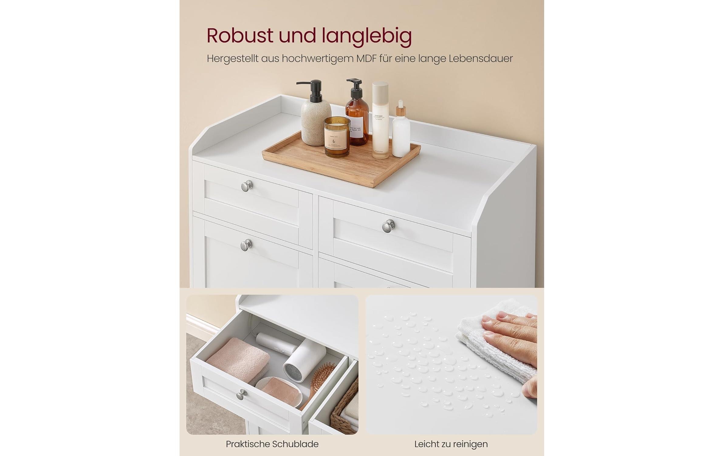 2109716_4 - Mediatech Vasagle Kommode Landhausstil, Weiss 78.9x40x80.2 cm, MDF, Spanplatte