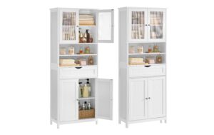Vasagle Kommode Landhausstil, Weiss 60x30x170 cm, MDF