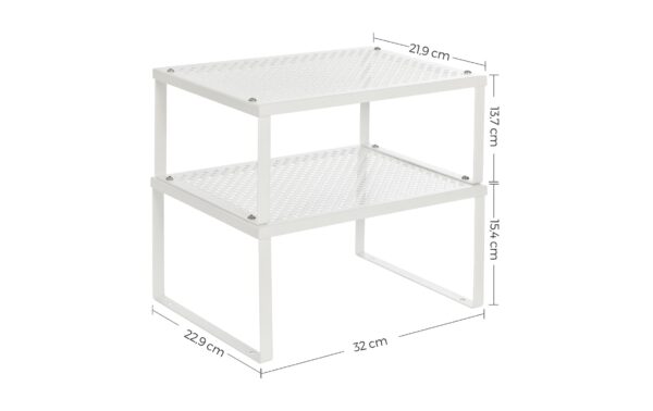 2109744_5 - Mediatech Songmics Regal, 2er Set, Weiss Stahl, 31.9x23/21.7x15.3/13.6 cm