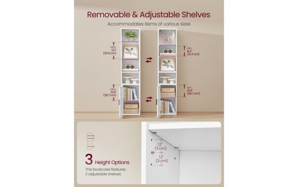 2109753_2 - Mediatech Vasagle Regal Weiss 31.8x24x175 cm, MDF, Spanplatte
