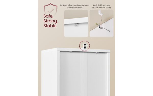 2109753_3 - Mediatech Vasagle Regal Weiss 31.8x24x175 cm, MDF, Spanplatte