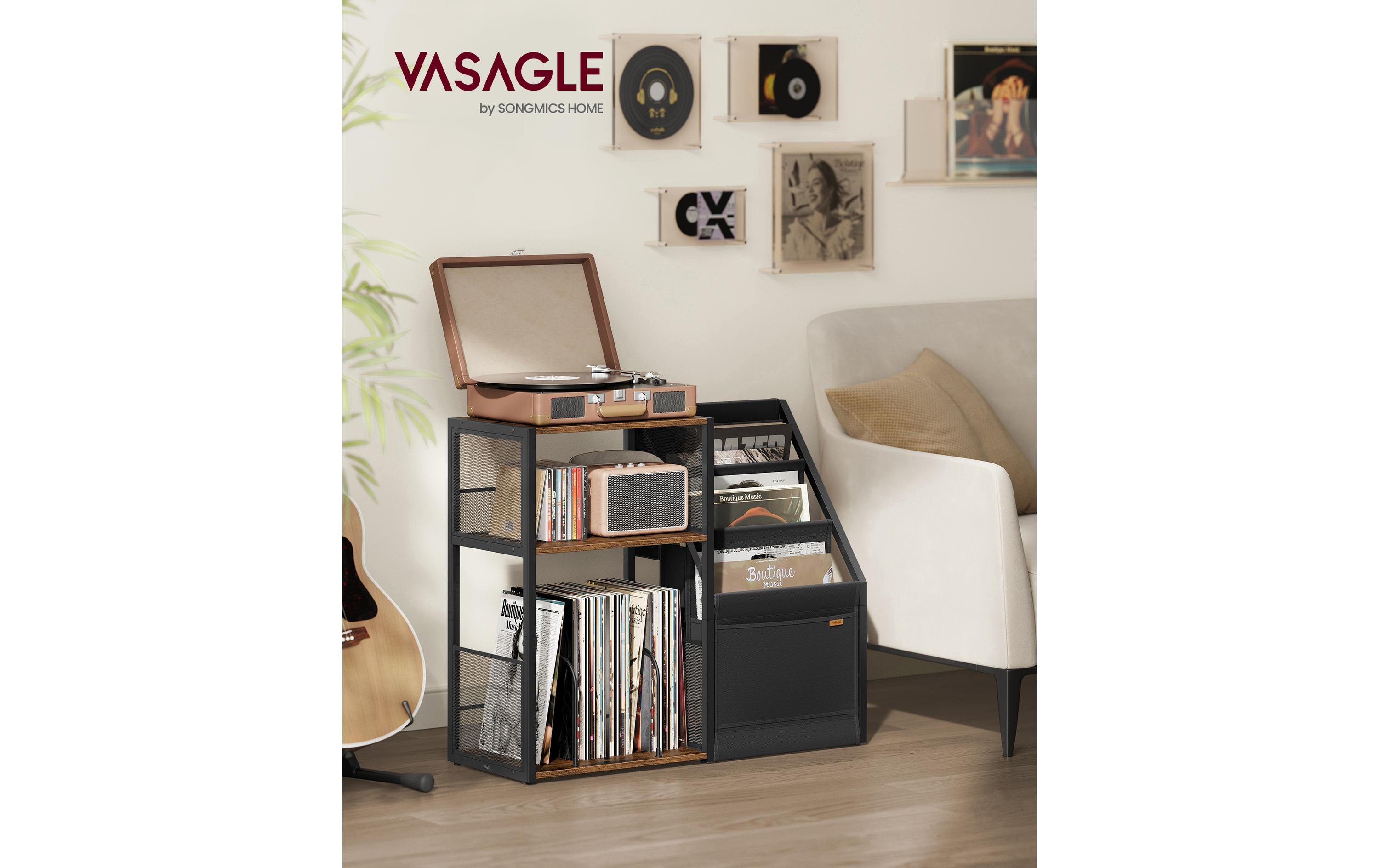 Vasagle Beistelltisch Industrial 81.6x30x68 cm, Stahl, Spanplatte