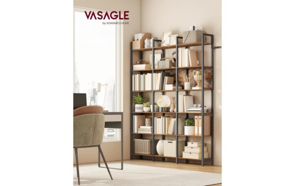 2109791_1 - Mediatech Vasagle Regal Vintagebraun-Schwarz 128x24x187.1 cm, Stahl, Spanplatte