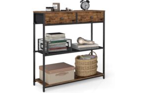 Vasagle Konsolentisch Schwarz-Braun 76x24x79.9 cm, Spanplatte, Stahl