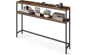 Vasagle Konsolentisch Schwarz-Braun 120x20x80.5 cm, Spanplatte, Stahl