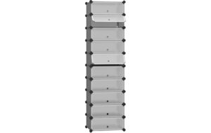 Songmics Schuhboxen Grau, 10 Ablagen 43x31x173 cm, Eisen, ABS, Kunststoff