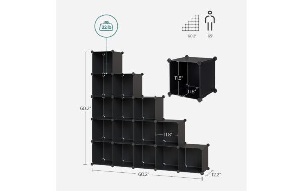 2109802_8 - Mediatech Songmics Regal zum zusammenstecken 123x31x123 cm, Stahl, ABS, Kunststoff
