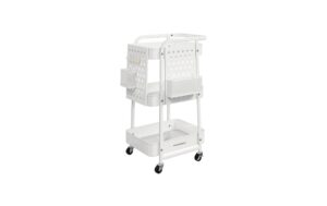 Songmics Wagen mit Rollen,3 Ablagen 49.4x32.3x73.9 cm, Stahl, PP