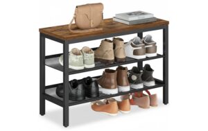 VASAGLE Schuhregal mit 3 Ablagen 75x28x50 cm, MDF, Spanplatte