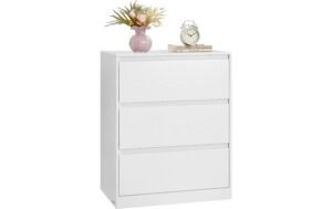 Vasagle Kommode 3 Schubladen, Weiss 60x40x75 cm, MDF, Spanplatte