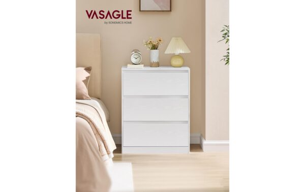 Vasagle Kommode 3 Schubladen, Weiss 60x40x75 cm, MDF, Spanplatte