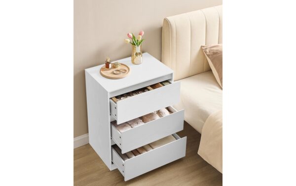 Vasagle Kommode 3 Schubladen, Weiss 60x40x75 cm, MDF, Spanplatte