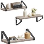 Vasagle Wandregal 3er Set 40/35/30x12x11 cm, Stahl, Spanplatte