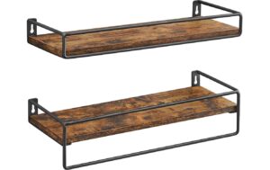 Vasagle Wandregal Industrial Look, 2er Set 40x15.5x5/9.5 cm, Stahl, Spanplatte