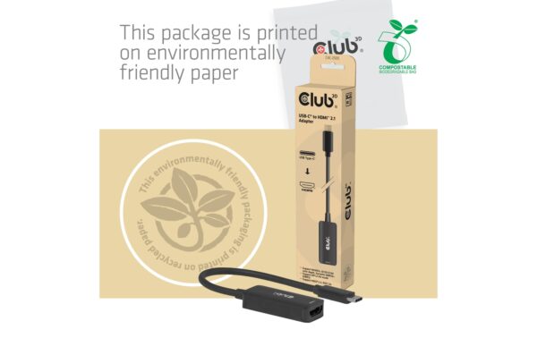 Club 3D, Adapter USB-C auf HDMI 2.1 Eingang: USB-C, Ausgang: HDMI 2.1