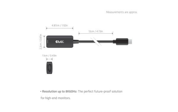 Club 3D, Adapter USB-C auf HDMI 2.1 Eingang: USB-C, Ausgang: HDMI 2.1