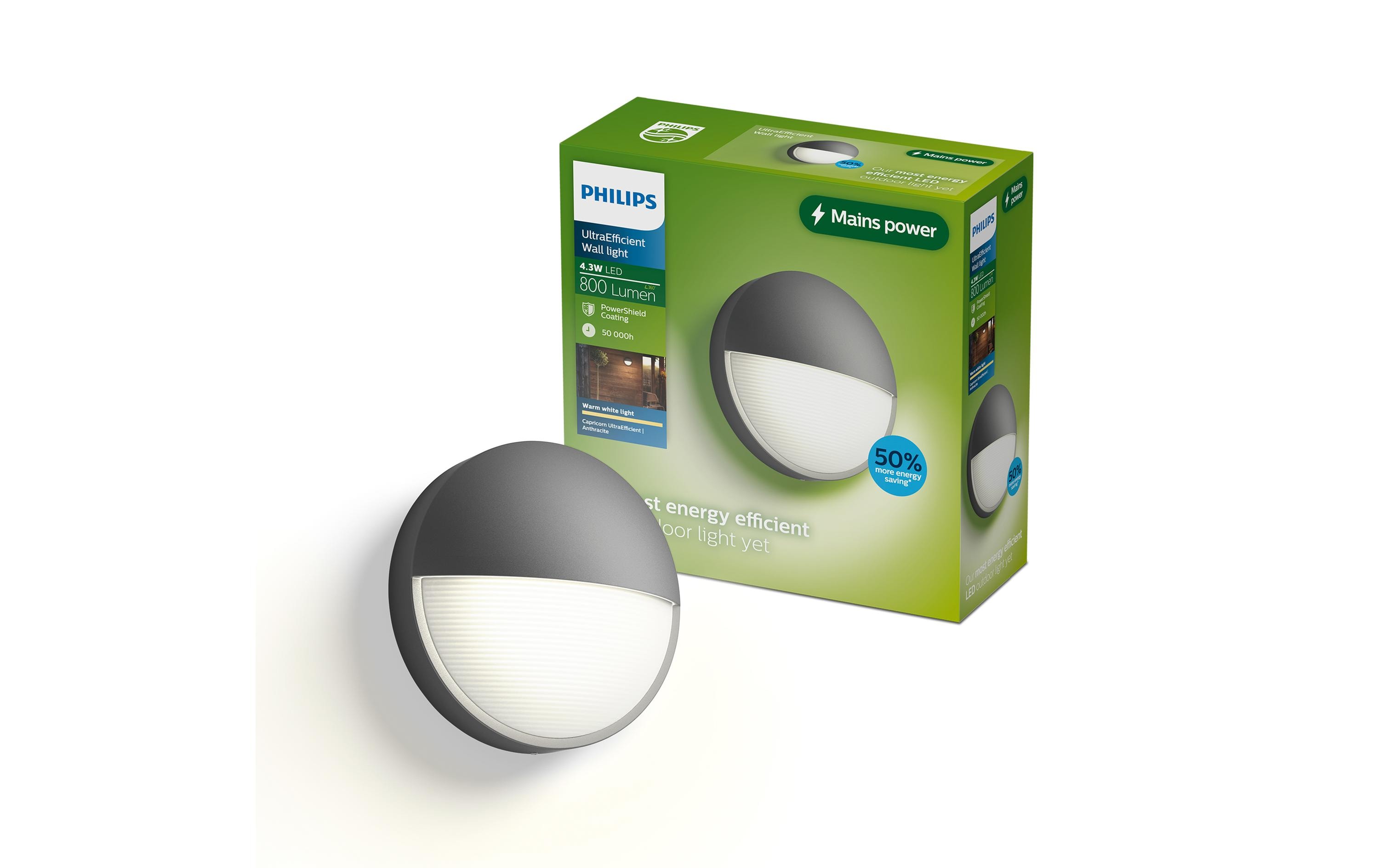Philips Capricorn Outdoor Wandleuchte Ultra-Efficient, 4.3W, IP44, anthrazit kaufen Schweiz | Mediatech.ch