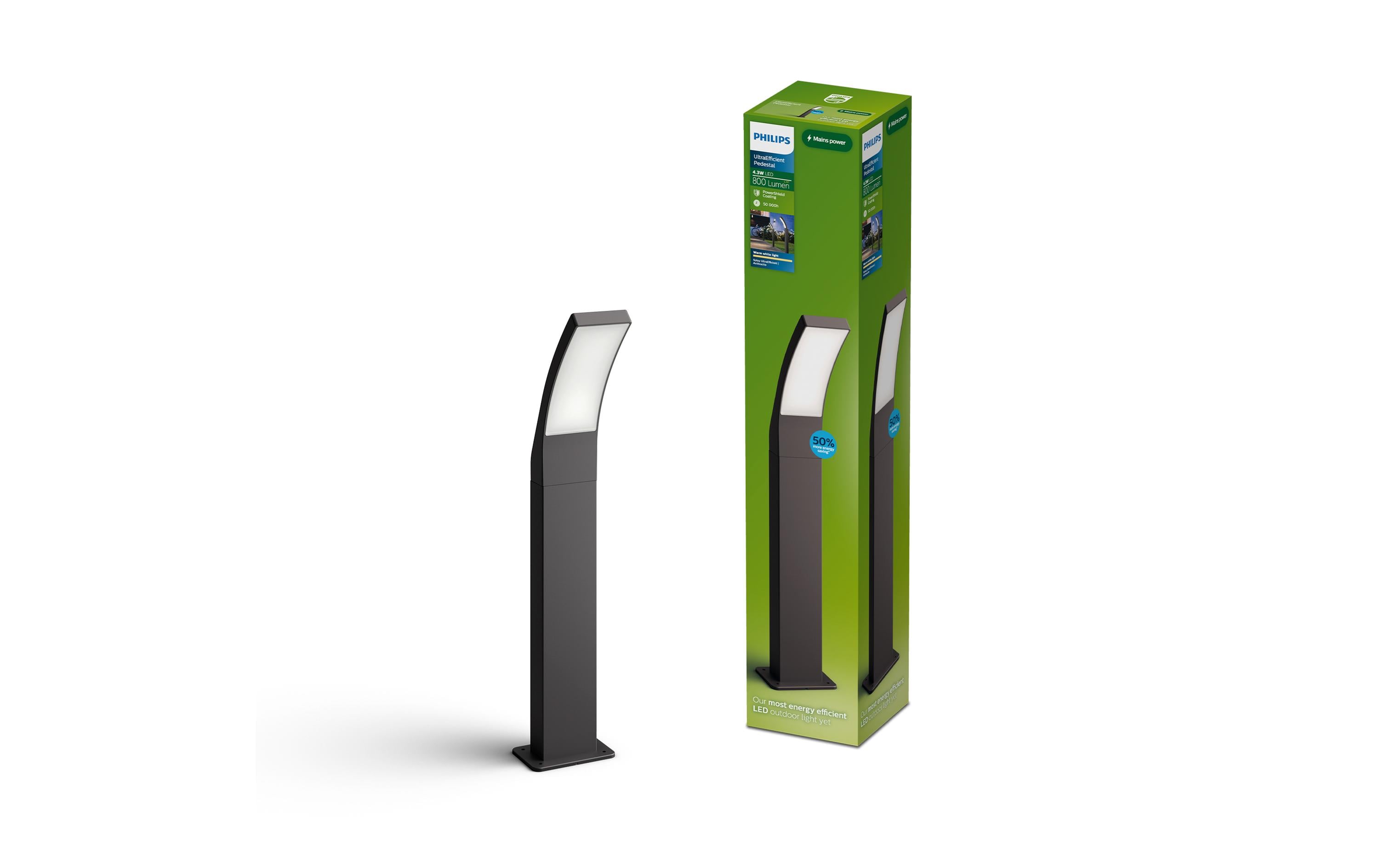 2126692 - Mediatech Philips Splay Outdoor Sockelleuchte IP44 Ultra-Efficient, 4.3W, 2700K, anthrazit