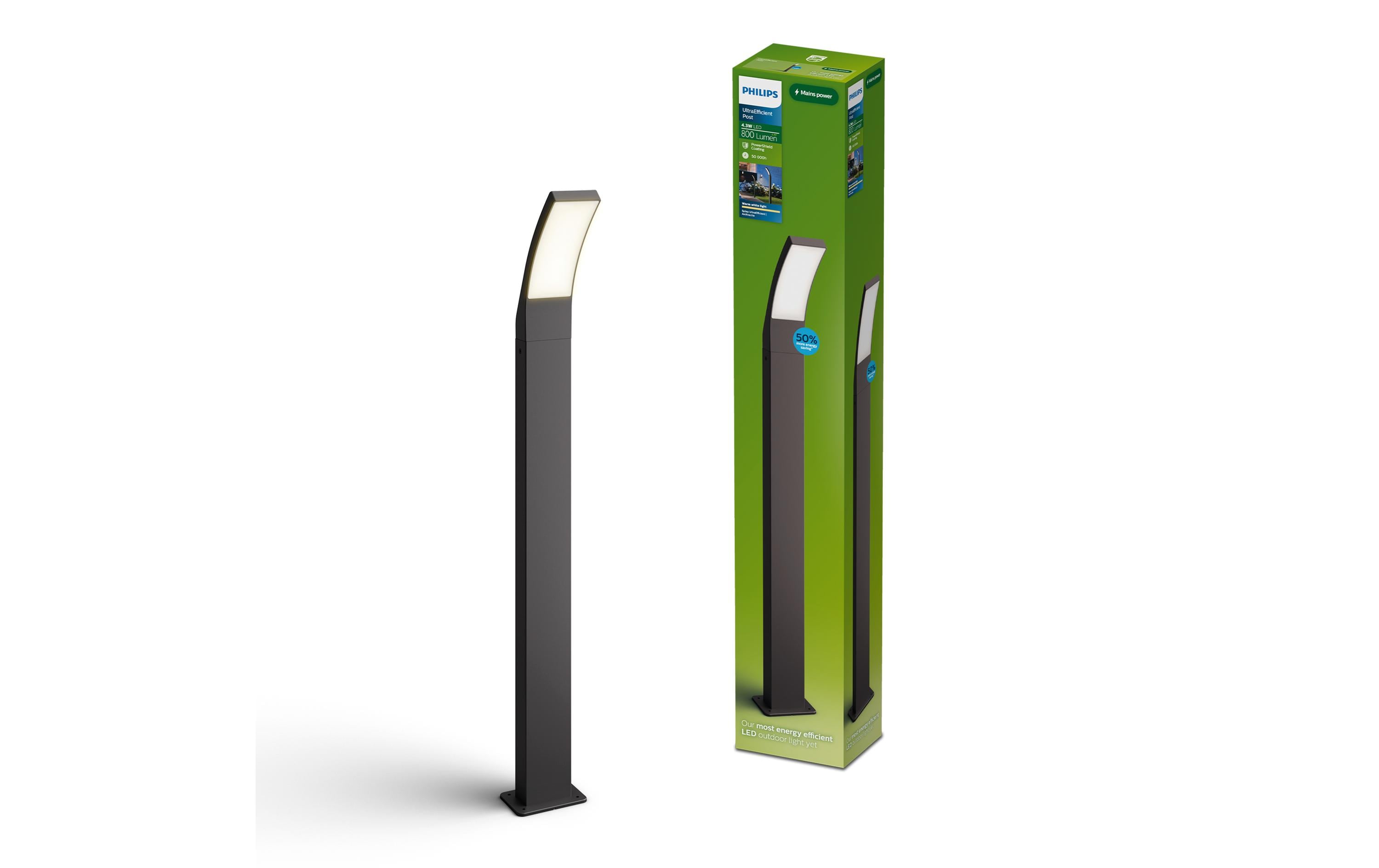 Philips Splay Outdoor Wegeleuchte IP44 Ultra-Efficient, 4.3W, 2700K, anthrazit