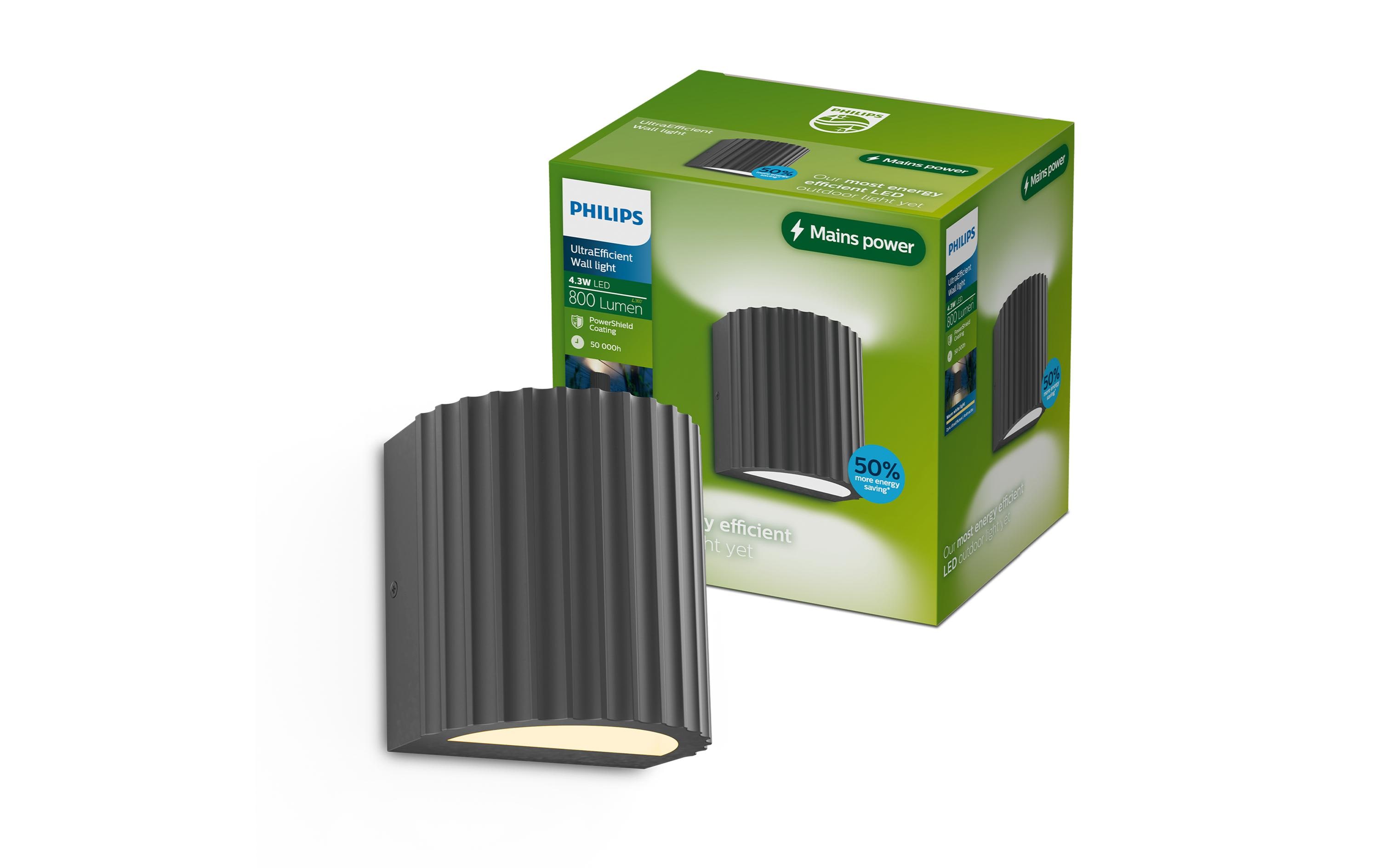 2126694 - Mediatech Philips Zyra Outdoor Wandleuchte IP44 Ultra-Efficient, 2x4.3W, 2700K, anthrazit kaufen Schweiz | Mediatech.ch
