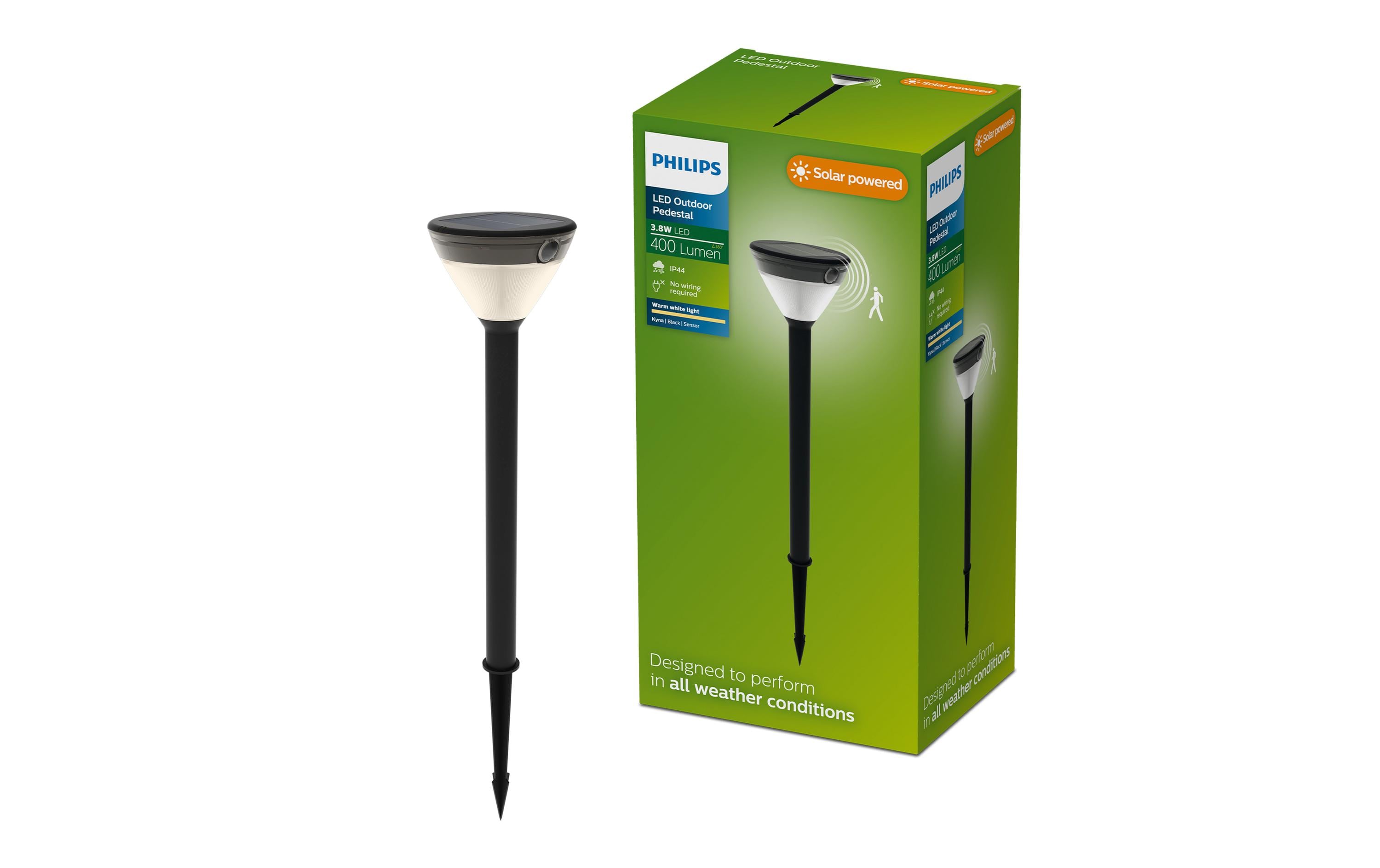 Philips Kyna Outdoor Solar Sockelleuchte 3.8W, Tageslicht- Bewegungssensor, sz