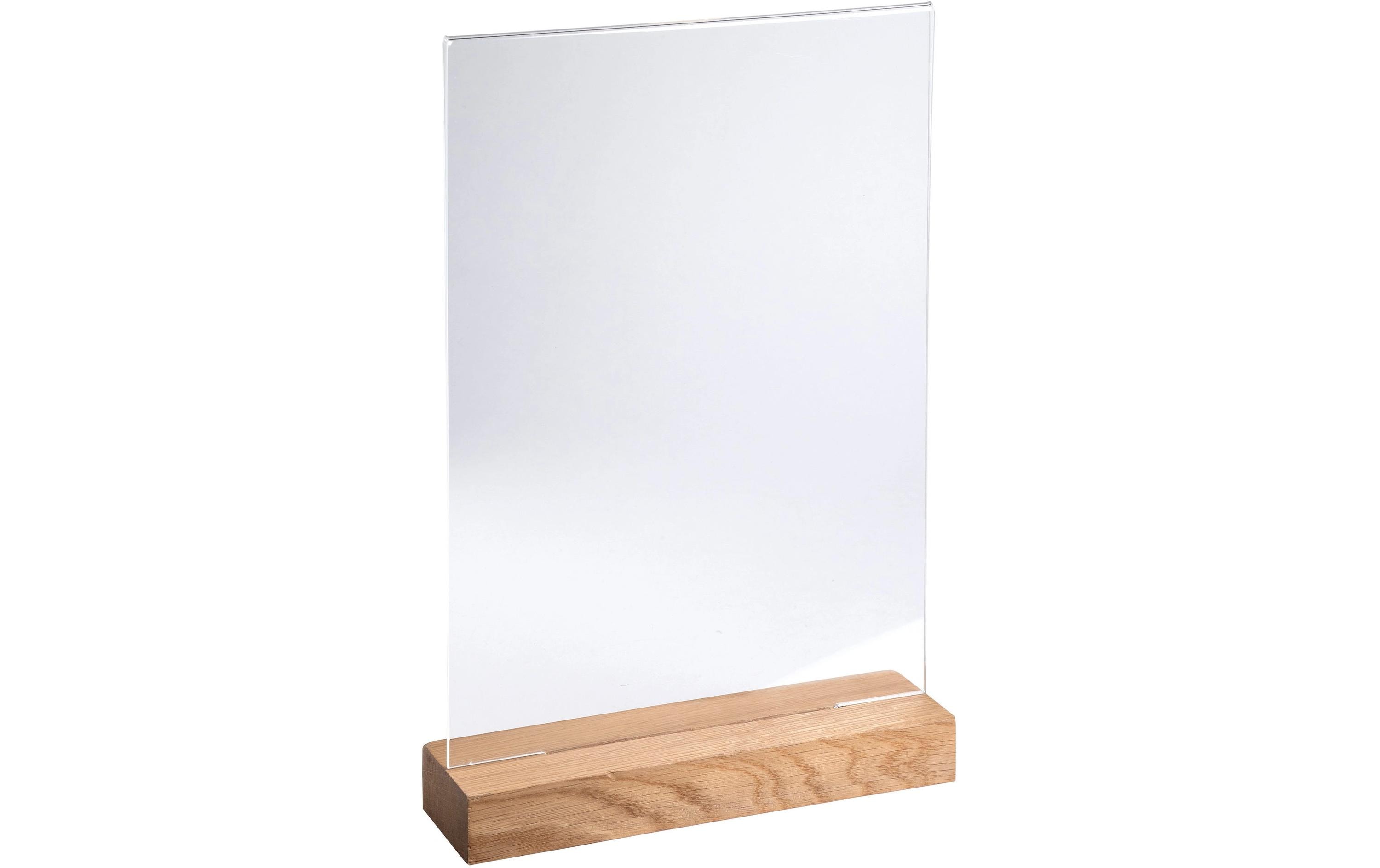 2127151_2 - Mediatech Exacompta Tischaufsteller A4, hoch Holzsockel, UV beständig