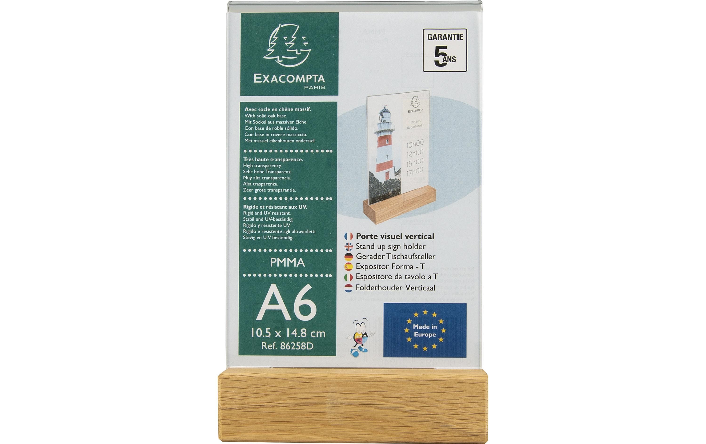2127153_4 - Mediatech Exacompta Tischaufsteller A6, hoch Holzsockel, UV beständig