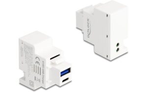 Delock Keystone Modul USB-A+C Bu PD 20 W In 100 - 240 V, Out 3,0 A / 15,0 W, weiss kaufen Schweiz | Mediatech.ch