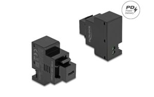 Delock Keystone Modul USB-C Ladebu 3A PD20W In 100 - 240 V, Out 3,0 A / 20,0 W, schwarz