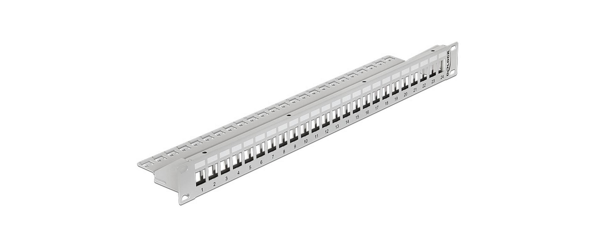 Delock 19 Keystone Patchpanel 24 Port 1HE, grau, Beschriftungsfeld, Zug Entl. kaufen Schweiz | Mediatech.ch