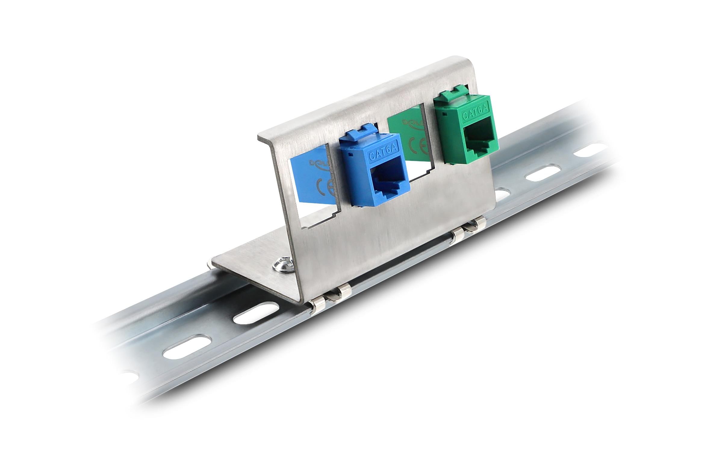 Delock Keystone Metall Halterung 4 Port für 35 mm Hutschiene, Edelstahl kaufen Schweiz | Mediatech.ch