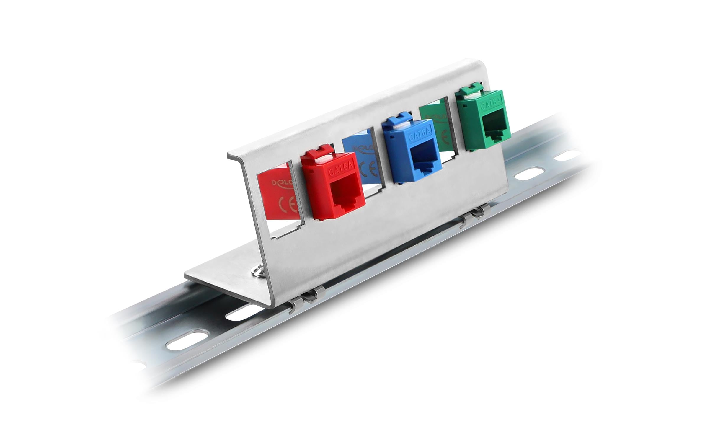 Delock Keystone Metall Halterung 6 Port für 35 mm Hutschiene, Edelstahl kaufen Schweiz | Mediatech.ch