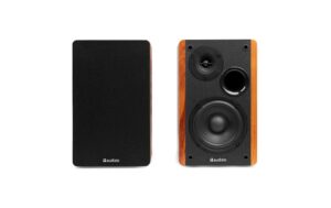 Audizio KS01-WD Regal-Lautsprecher Set, 80W, BT, holzfarben