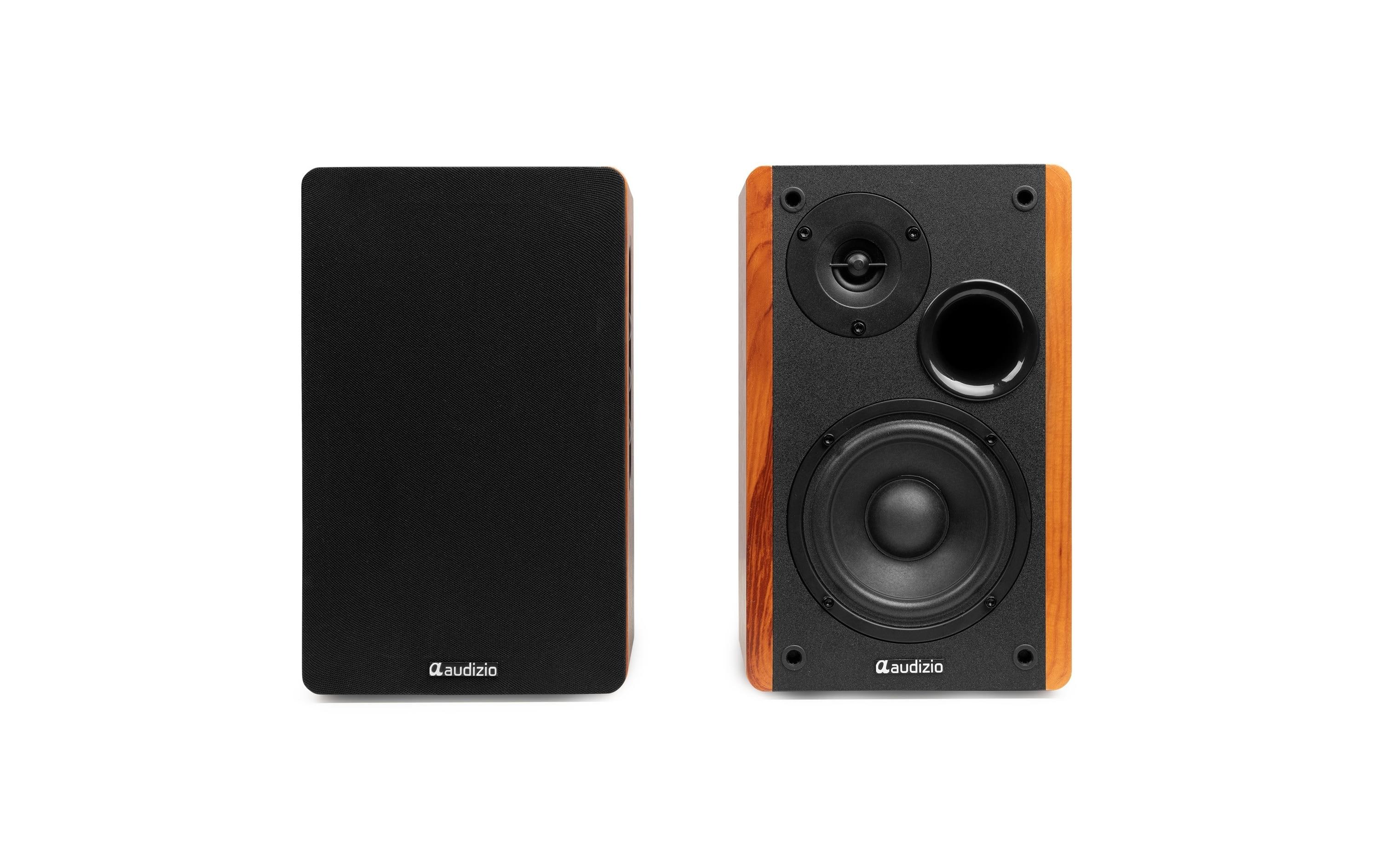 Audizio KS01-WD Regal-Lautsprecher Set, 80W, BT, holzfarben