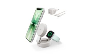 BELKIN UltraCharge Pro 2-in-1-Ladestation Qi2 (25W), Faltbar, Sand