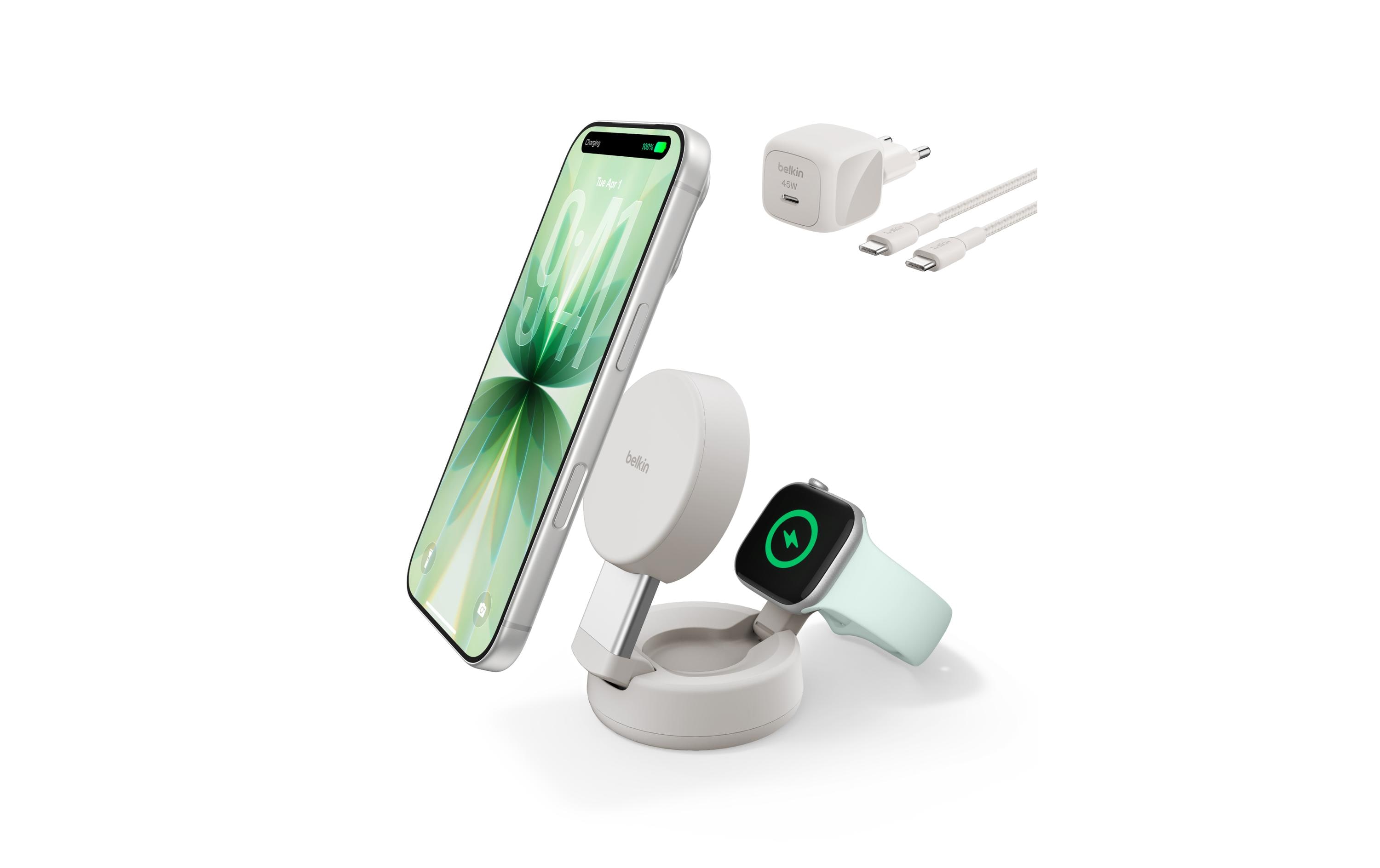2134190 - Mediatech BELKIN UltraCharge Pro 2-in-1-Ladestation Qi2 (25W), Faltbar, Sand kaufen Schweiz | Mediatech.ch