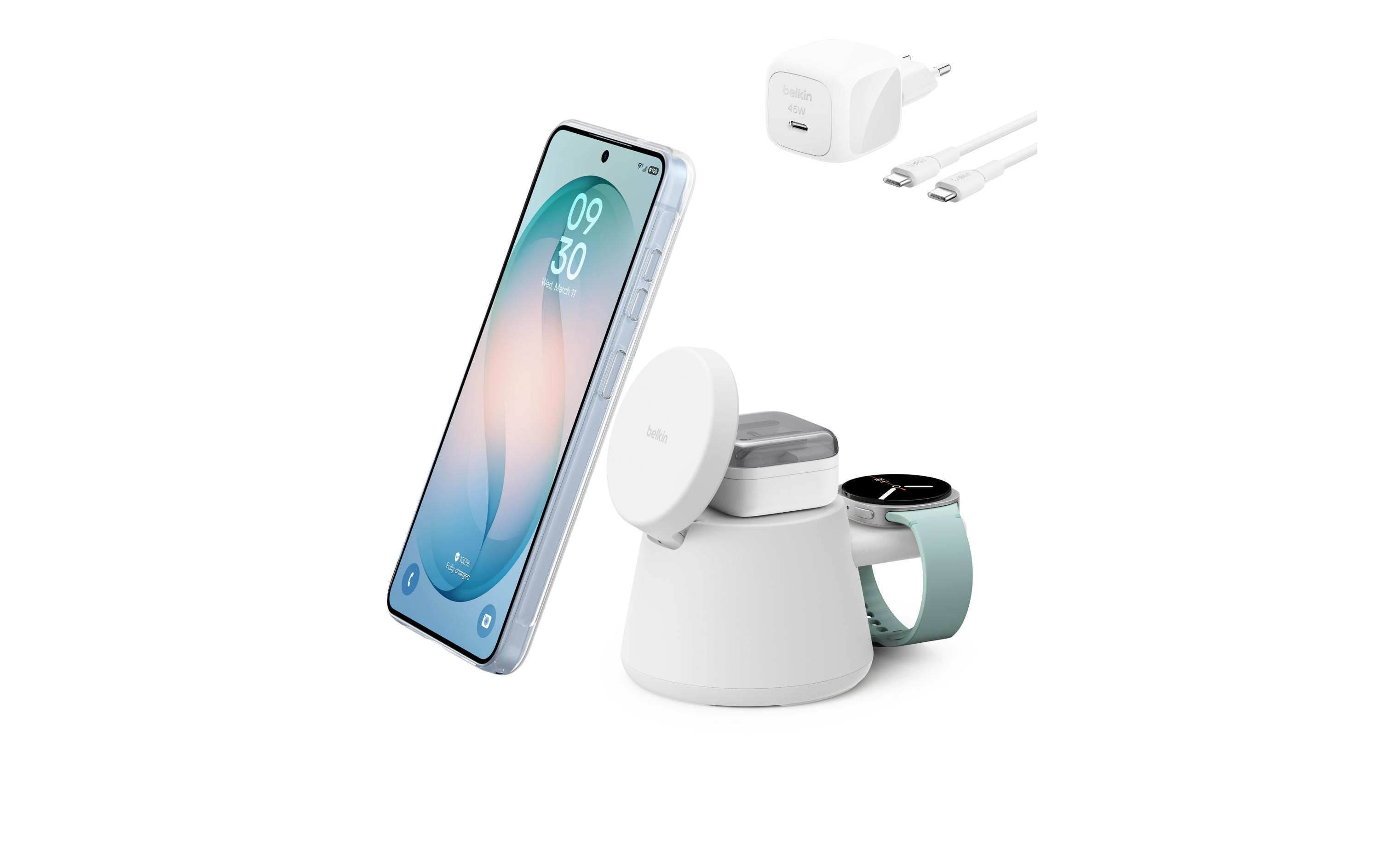 BELKIN UltraCharge 3-in-1 Ladestation Qi2 (25W), Modular, Weiss kaufen Schweiz | Mediatech.ch